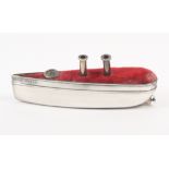 A scarce silver pin cushion in the form of the twin funnel steam ship ‘Royal George’, red velvet