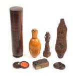 Seven items of 19th Century treen all labelled from the collection of W.J. Shepherd comprising a