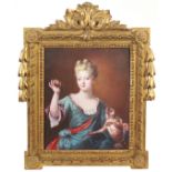A French enamel plaque, depicting Marie-Anne de Bourbon-Conti after the original by Pierre Gobart,