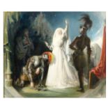 Follower of William Hamilton Queen Guinevere entering a convent Oil on panel, indistinctly signed