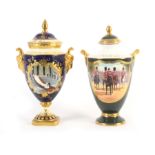 Two commemorative vases and covers, one by Coalport “The Marriage of The Prince of Wales…” No. 4/