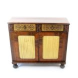 A Regency rosewood chiffonier, the frieze fitted with two cut brass inlaid drawers flanked and
