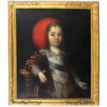 Circle of Beaubrun Portrait of Louis XIV as a child wearing a red cloak with the Order of Saint