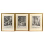 A set of three 19th Century French engravings, “L’Evénement Au Bal”, “L’Occupation”, “Le Coucher” 34
