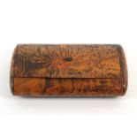 A large late 18th Century/early 19th Century finely figured burr maple snuff box of oval section,