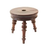 A small stool the circular top with brass inset engraved “Foudroyant Nelsons Flagship Wrecked At