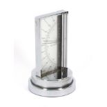 An Art Deco Style Zeiss Ikon desk barometer, in glass and chrome, circular base, signed ‘Zeiss Ikon,