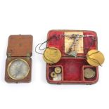 An 18th Century shagreen cased steel balance and a mahogany cased compass, the scale with