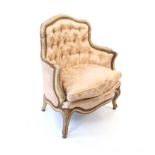 A late 19th century gilt and cream painted small occasional chair, in the Louis XVI style, the