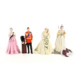 Royal Doulton Figures comprising, HM Queen Elizabeth The Queen Mother, HN2882, Queen Elizabeth II,