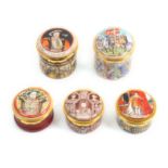 Five enamel boxes by Halcyon Days comprising: The First Crusade 900th Anniversary, 152/300, 4.7cm