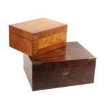 An early 19th Century rosewood and brass mounted gentleman’s dressing box, brass lid plaque,