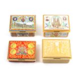 Four enamel boxes by Halcyon Days comprising The Royal Wedding…. 2005, 30/100, 8.2cm/80th birthday