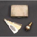 Three pieces comprising a 19th Century miniature two drawer monocular, pearl body with “jewelled”