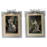 A pair of decorative coloured engravings, entitled “Marie Antoinette de Lorraine – d’Autriche ,