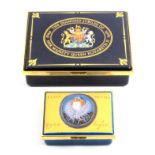 Two enamel boxes by Halcyon Days comprising A Tribute to Her Majesty The Queen on her Diamond
