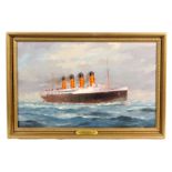 Derrick Smoothy (1923-2009) R.M.S. Lusitania, oil on canvas, signed and dated 2003, with The