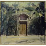FRANK GORDON; " A Doorway in Aix-En-Provence" oil on canvas and in a painted frame. 13" (33cms) x
