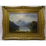 FANNY PATTISON, "Loch Etive" oil on panel, inscribed on the reverse and in gilt frame. 8" (20cms)