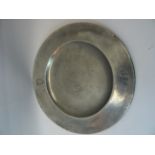 An 18th Century pewter Plate by Burford & Green, 'The Poultry, London', the border bearing a