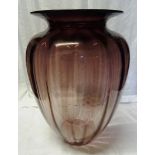 A large amethyst glass baluster Vase. 17" (43cms) high. (small repair to rim).