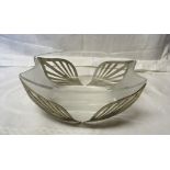 A Continental Studio glass Flower Holder decorated with pewter overlay. 9 1/2" (24cms) wide.