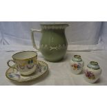 A pair of small Paragon floral decorated vases, 2 1/2" (6cms) high, a Copeland Spode hunting jug and