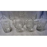 A quantity of assorted Table Glass including seven Whiskey tumblers, six Brandy balloon, sherry