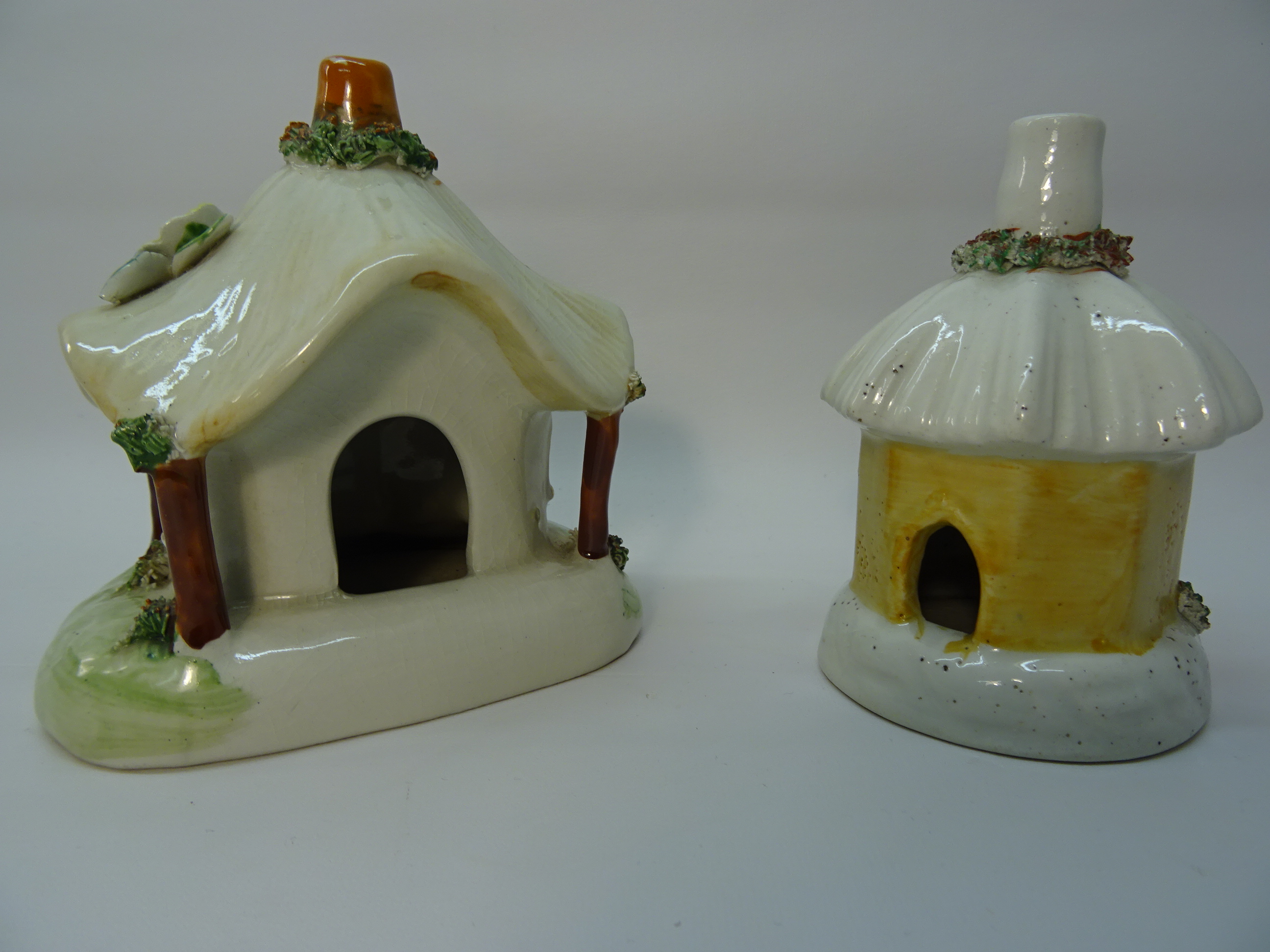 A Pastille Burner in the form of a cottage with thatched roof. 4 1/2" (12cms) high and a smaller - Image 2 of 2