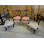 A pair of Victorian walnut frame Dining Chair with pierced and carved splat backs, upholstered seats