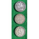 A George IIII, 1821, Secundo on edge, Crown, fine, plus a Victoria Jubilee, 1888, double florin,