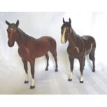 A Beswick Model of a racehorse, No. 701 second version in brown matt and another "Imperial" No. 1557