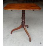 A mid 19th Century mahogany oblong tilt top Occasional Table on baluster turned column and