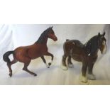 A Beswick Model of a Shire mare in brown gloss, No. 818 and another "Spirit of the Wind" No. 2688 in