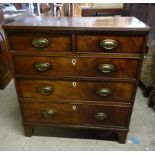 A Regency mahogany pine sided Chest of three long and two short graduated drawers beneath a reeded