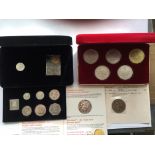 A silver proof six coin Presentation Set of Coinage, a five piece silver proof crown set and the