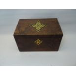 A walnut Stationery Box by Asser & Sherwin, 18 Strand, London, with applied brass mounts, hinged