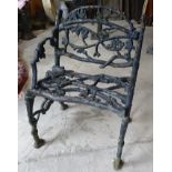 A painted cast iron small Garden Bench Seat. 2' (62cms) wide.