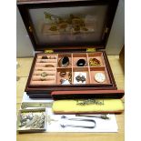 A Jewellery Box and Contents including an agate brooch, East Yorkshire bar brooch and other items.