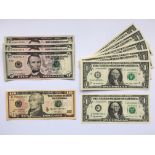 One USA $10 Bill, three consecutive $5 bills 2013 series, five consecutive $1 2009 series and a 1995