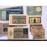 A collection of twenty early 20th Century Hyper inflation German banknotes, together with six