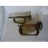 A copper Military Bugle and one other. (a/f)