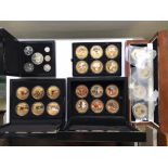Three silver gilt Bradford Exchange Commemorative crowns size Presentation Packs in cases, 'Birds of