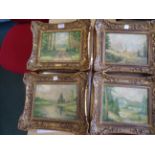 WLADIMIR BITSCHKOWSKY; a set of four Oil Paintings on canvas of rural landscapes, signed and in gilt