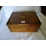 A Victorian walnut table Writing Box, the interior fitted with a tooled leather writing slope and
