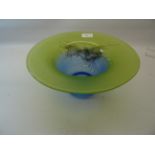 A Studio Glass Bowl decorated in green, blue, etc, 11" (28cms) diameter.