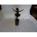 After PREISS: a modern Bronze Figure of a girl ballet dancer on marble plinth. 12 1/2" (32cms) high.