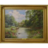 LEONARD CARR COX (fl 1900-1909), "Bolton Abbey Yorkshire", Oil on board, in gilt frame and with