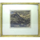 An unsigned Watercolour of a mountainous landscape, the mount inscribed Kyffin Williams Gwernan