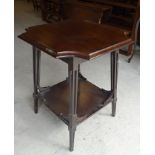 A mahogany two tier Occasional Table with moulded edge and indented corners, on pierced splay